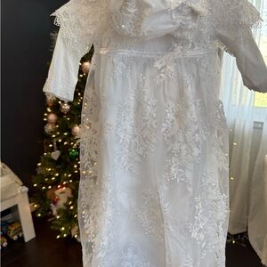 Elegant White Lace Christening Gown